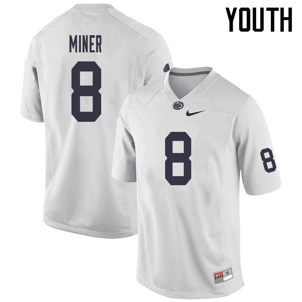 Youth #8 Jordan Miner Penn State Nittany Lions College Football Jerseys Sale-White
